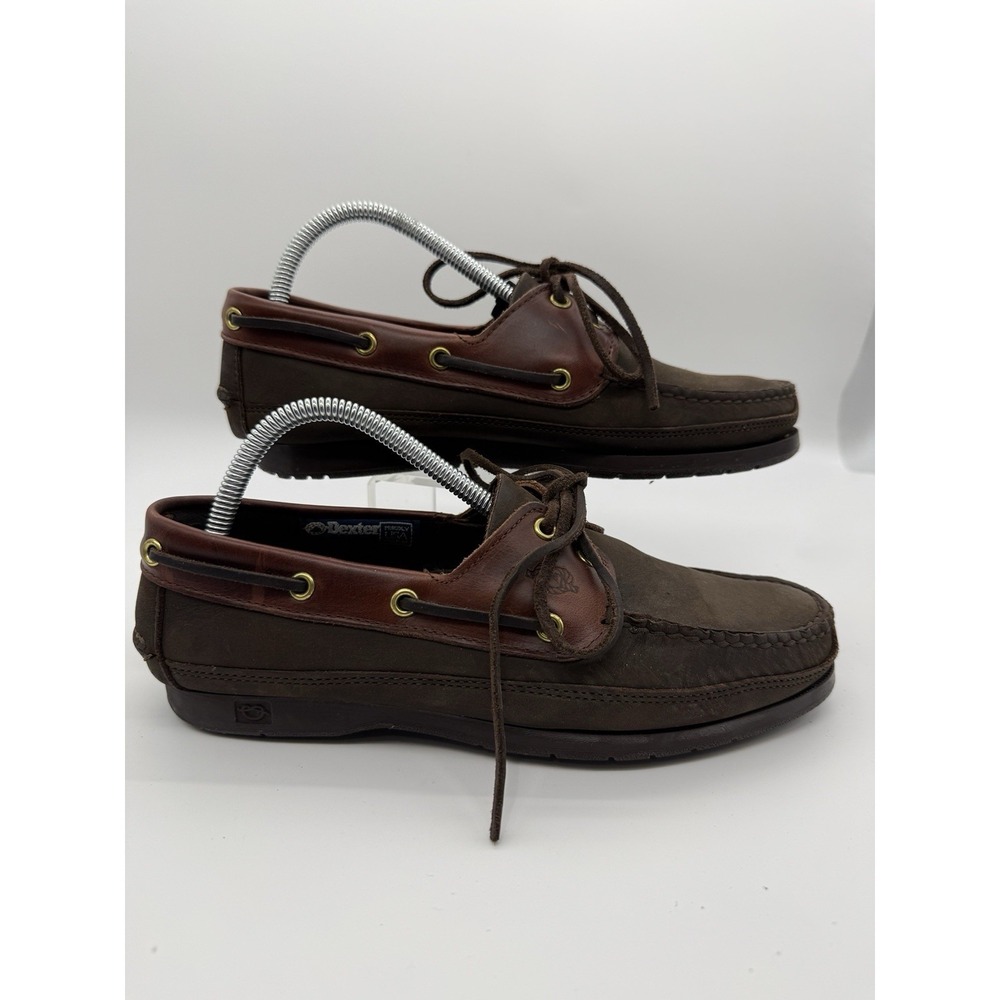 Vintage Y2K Dexter USA Boat Shoes Men's Size 7 Brown Leather Made in USA 90s